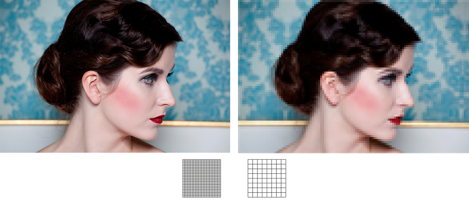 Stejná velikost tisku (v&nbsp;mm), jiné rozlišení dpi