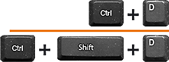 Klávesy Control a D nebo Control a Shift a D