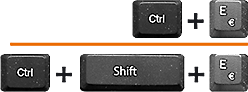 Klávesy Control a E, nebo Control a Shift a E