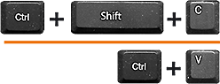 Klávesy Control, Shift a C a potom Control a V