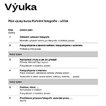 Plán výuky kurzu Portrétní fotograf – učňák