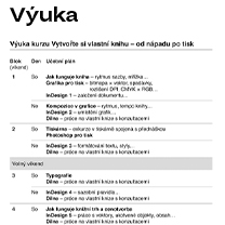 Orientáční plán výuky kurzu Vytvořte si vlastní knihu