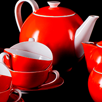 Detail na porcelánové hrníčky